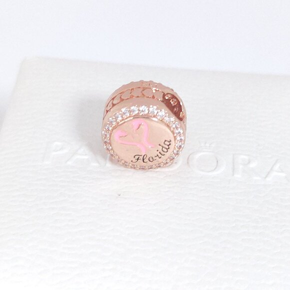 Pandora Beach Flamingo Florida Exclusive Bead Charm Rose Gold Plated with box - Picture 7 of 10